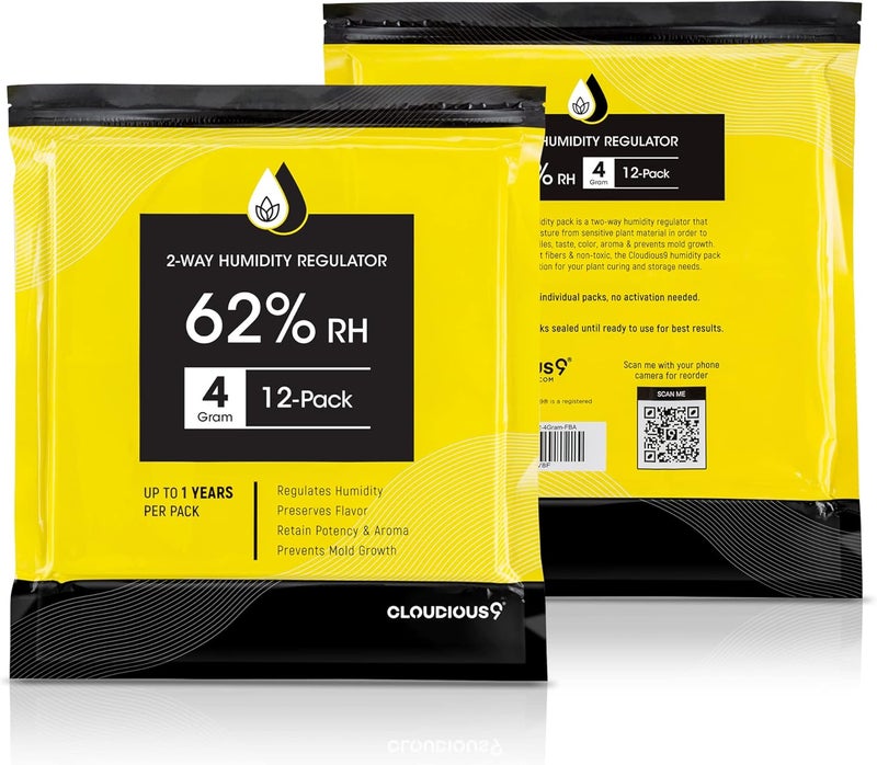 Cloudious9 -62% 2-Way Humidity Pack Regulator 4 Gram - 12 Count 4 Gram Pack for Humidors Herb Flower - Individually Sealed Bag – Solution for Convenient Humidification - Image 2